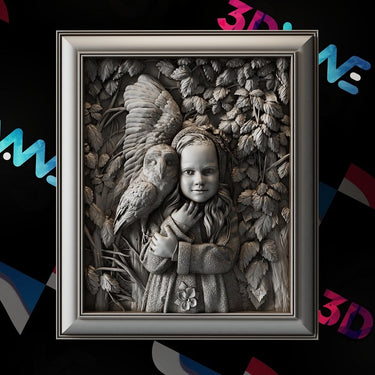 A girl with a owl 3d stl - 3DWave.us